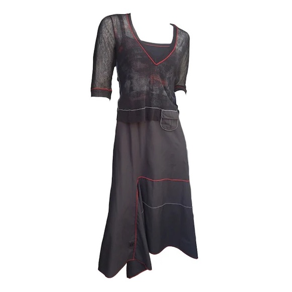 Cop Copine Y2K Cyber Futuristic Parachute Tank Maxi Dress & Mesh Top Set Size S - Picture 12 of 17